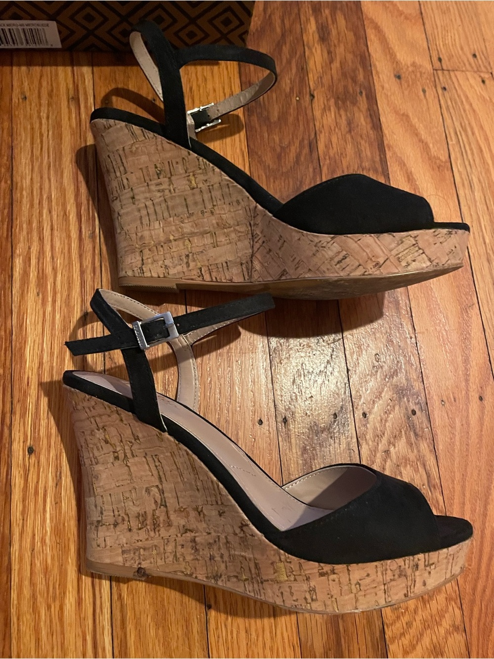 Charles by Charles David Black Cork Wedge Sandals; size 7 - Picture 3 of 6